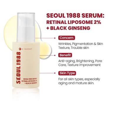 KSECRETSEOUL 1988 Serum : Retinal Liposome 2% + Black Ginseng 30ml