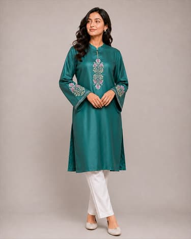 NEELIMA Women’s Kurti with Floral Embroidery Work