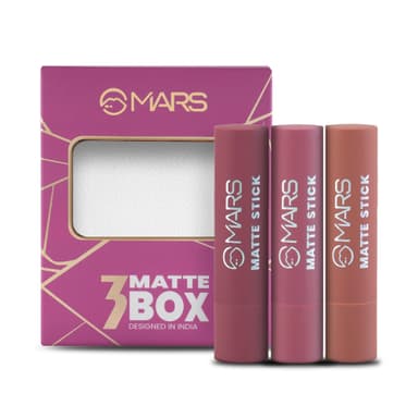 MARS Matte Box Set of 3 Lipsticks for Women (02-Peaches & Nudes)
