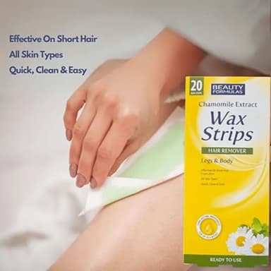 Beauty Formulas Wax Strips for Legs and Body with Chamomile Extract - 20 Strips