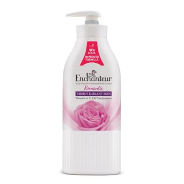 Enchanteur Romantic Satin Smooth Perfumed Body Lotion – With Vitamins A, C & E + Niacinamide (600ml)